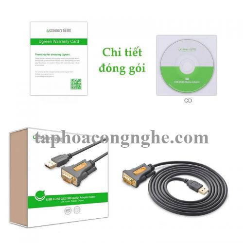 Ugreen 20223 3M Cáp tín hiệu chuyển đổi USB 2.0 sang COM RS232 cao cấp CR104 30020223